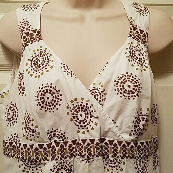 Ann Taylor Loft white & brown tank top, 12P - Picture 2 of 4